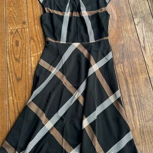 Worthington Black and Brown Geometric Midi Dress